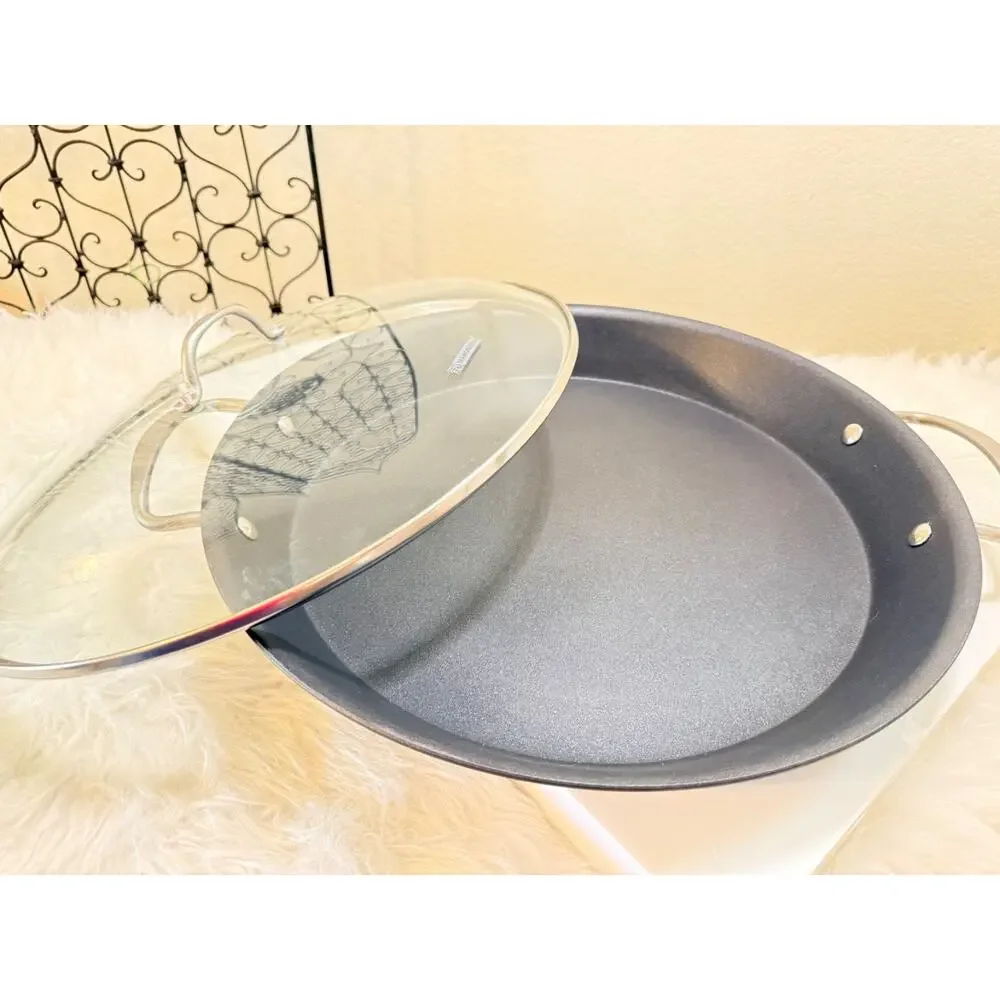 Tramontina 16-Inch Hard Anodized Nonstick Paella Pan Glass Lid